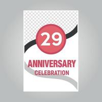 29 years anniversary vector invitation card Template of invitational for print on gray background