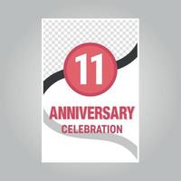 11 years anniversary vector invitation card Template of invitational for print on gray background