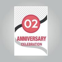 02 years anniversary vector invitation card Template of invitational for print on gray background