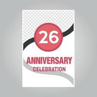 26 years anniversary vector invitation card Template of invitational for print on gray background