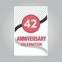 42 years anniversary vector invitation card Template of invitational for print on gray background