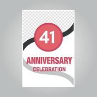 41 years anniversary vector invitation card Template of invitational for print on gray background