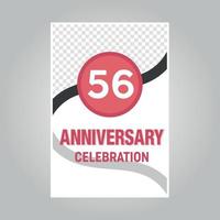 56 years anniversary vector invitation card Template of invitational for print on gray background