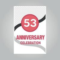 53 years anniversary vector invitation card Template of invitational for print on gray background