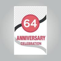 64 years anniversary vector invitation card Template of invitational for print on gray background