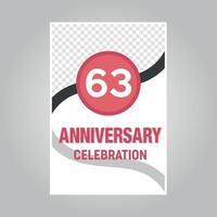 63 years anniversary vector invitation card Template of invitational for print on gray background