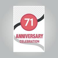 71 years anniversary vector invitation card Template of invitational for print on gray background