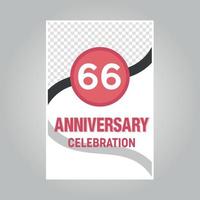 66 years anniversary vector invitation card Template of invitational for print on gray background