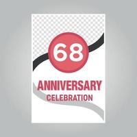 68 years anniversary vector invitation card Template of invitational for print on gray background