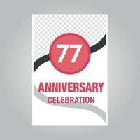 77 years anniversary vector invitation card Template of invitational for print on gray background