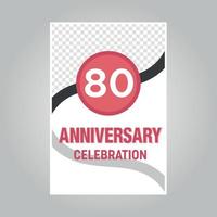 80 years anniversary vector invitation card Template of invitational for print on gray background