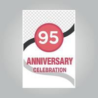 95 years anniversary vector invitation card Template of invitational for print on gray background