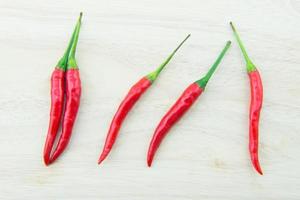 red chilies on wood background photo