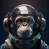 Monkey Astronaut in the outer space - Abstract Spaceman wallpaper - Generative AI photo