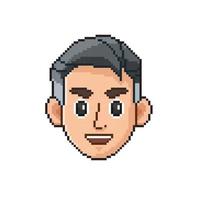 smile gentleman head in pixel art style vector