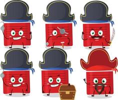 Cartoon character of ice cooler with various pirates emoticons vector