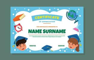 certificado divertido niños diseño antecedentes vector