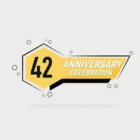 42 years anniversary logo vector design with yellow geometric shape with gray background