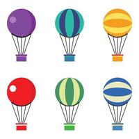 hot air balloon icon set, colorful flat design. vector illustration