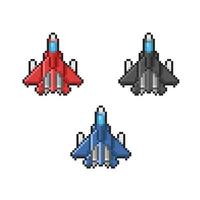 jet plane with different color in pixel art style vector