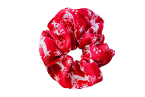 Red cotton scrunchy isolated on a transparent background png