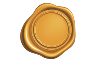 Golden wax seal isolated on a transparent background png