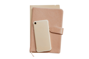 Beige tablet case and cellphone isolated on a transparent background png