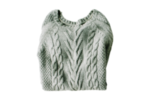 Green hand knit sweater isolated on a transparent background png