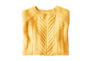 geel hand- breien trui geïsoleerd Aan een transparant achtergrond png