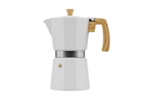 White coffeepot isolated on a transparent background png