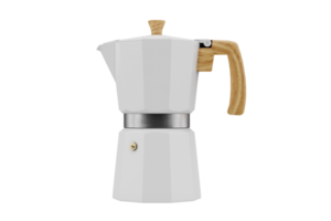 White coffeepot isolated on a transparent background png