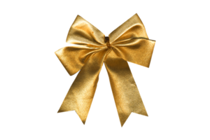 Golden christmas bow isolated on a transparent background png