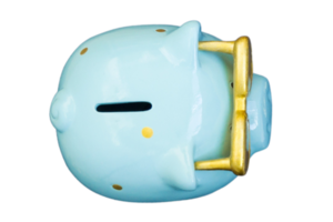 Blue piggy bank isolated on a transparent background png