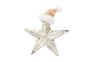 Silver christmas star isolated on a transparent background png