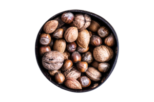 Black bowl with seeds isolated on a transparent background png