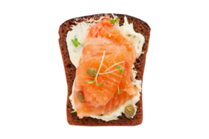 geroosterd brood met Zalm ontbijt geïsoleerd Aan een transparant achtergrond png