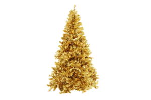 Gold christmas tree isolated on a transparent background png