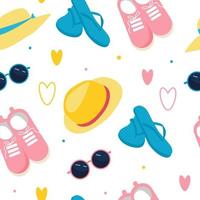 Seamless Pattern with Travel accessories. For your design of textile, paper, postcard. Flat vector illustration.