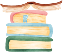 pile of cute watercolour sweet pastel modern closed book cartoon illustration png