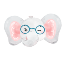 cute watercolor nerd wild elephant animal wear glasses cartoon painting png