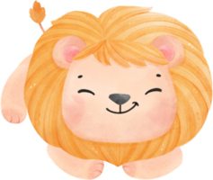 linda contento bebé león niño juguetón inocencia animal dibujos animados acuarela ilustración png
