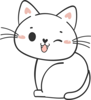 mignonne marrant content blanc chaton chat dessin animé personnage griffonnage dessin png