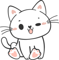 fofa engraçado feliz branco gatinho gato desenho animado personagem rabisco desenhando png