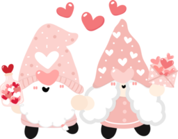 Cute Happy sweet Valentine Gnome cartoon flat graphic design hand drawing png