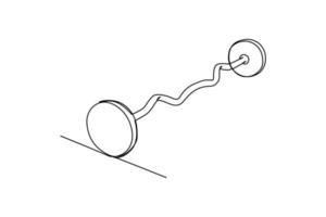 Single one-line drawing an ez curl bar to train the biceps. fitness tools concept. Continuous line drawing design graphic vector illustration.