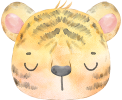 cute happy adorable baby tiger face watercolour animals wildlife cartoon painting png