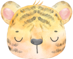 linda contento adorable bebé Tigre cara acuarela animales fauna silvestre dibujos animados pintura png