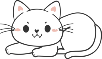 fofa engraçado feliz branco gatinho gato desenho animado personagem rabisco desenhando png