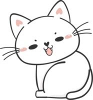 carino divertente contento bianca gattino gatto cartone animato personaggio scarabocchio disegno png