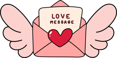 söt ljuv kärlek brev valentine post tecknad serie hand teckning png